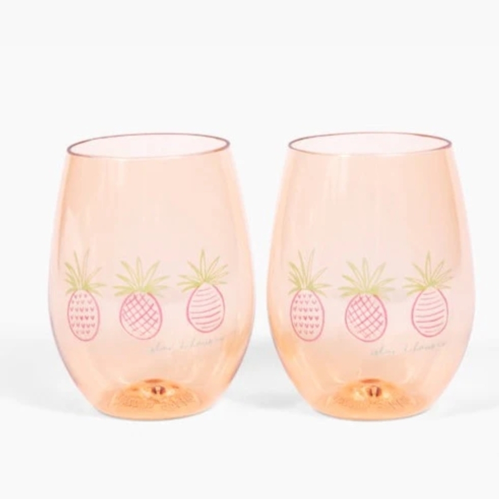 Tropical Pineapple Stemless Glasses - Peach